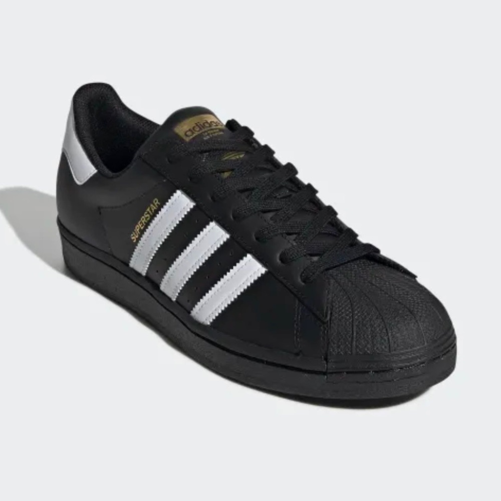 Mens adidas 9.5 Black White Gold Superstar NEW no tags no box